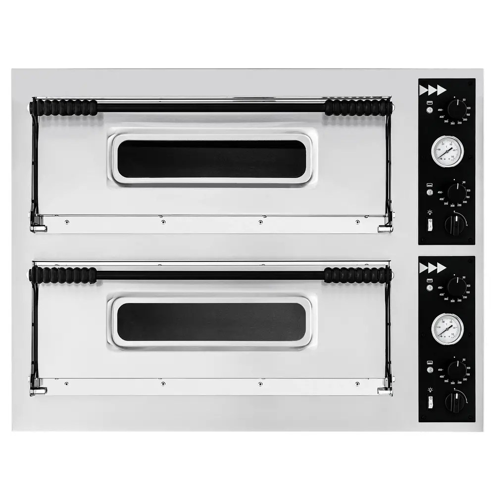 Prismafood Pizzaoven | Prismafood Nero | Elektrisch | 4+4x ø32cm | 50°c/450°c | 9.4kw (400v) | 900x870x745(h)mm