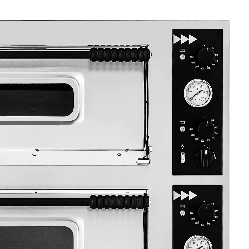 Prismafood Pizzaoven | Prismafood Nero | Elektrisch | 4+4x ø32cm | 50°c/450°c | 9.4kw (400v) | 900x870x745(h)mm