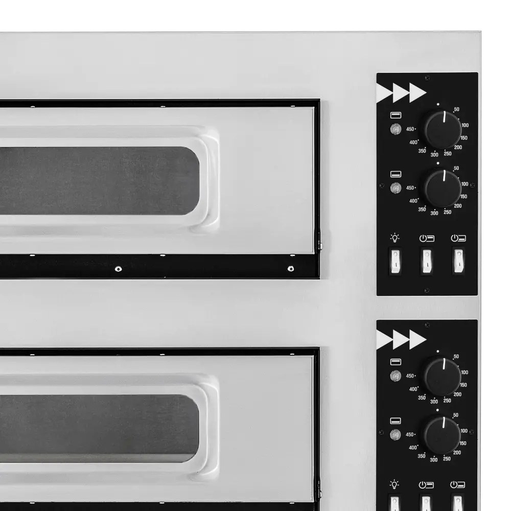 Prismafood Pizzaoven | Prismafood Nero | Elektrisch | 1+1+1x ø45cm (en600x400) | 45°c/450°c | 12kw (400v) | 915x690x900(h)mm