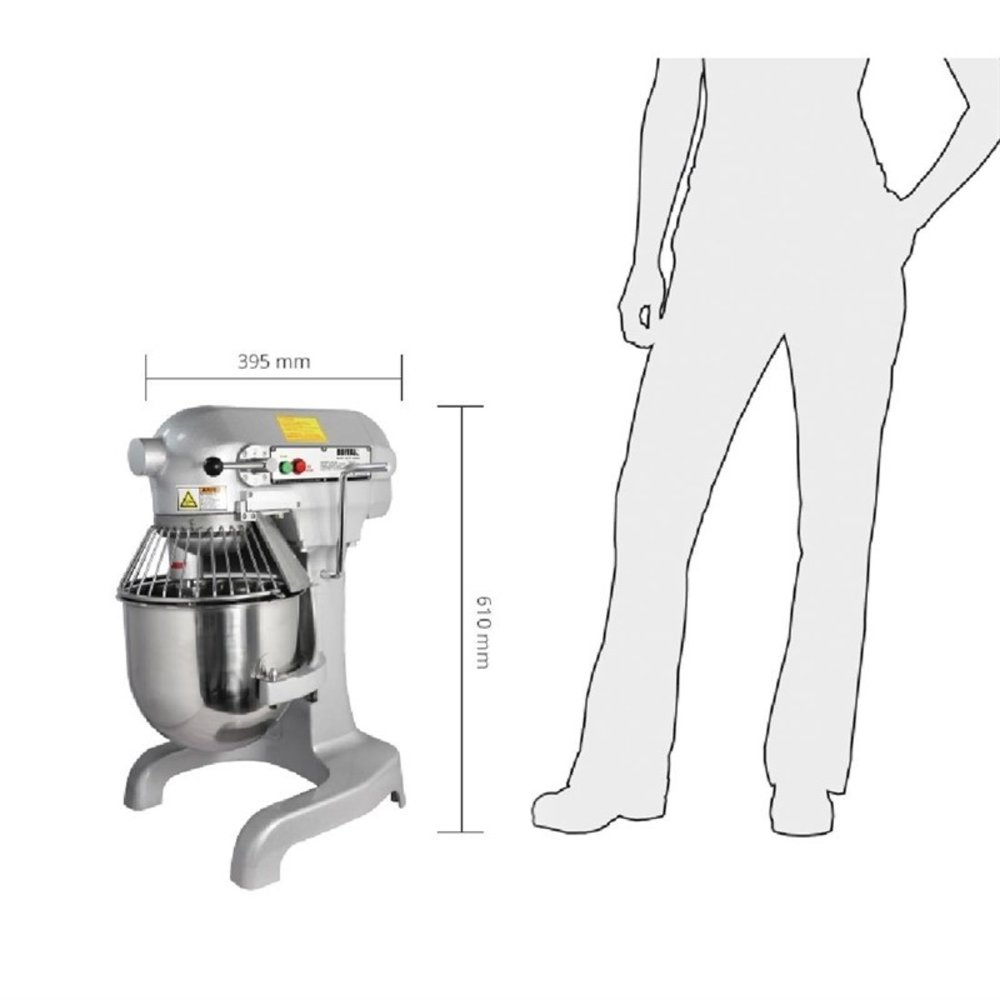 Buffalo Planetaire Mixer 9L | 0.55kw | Met Vaste Kom | 395x395x610(h)mm