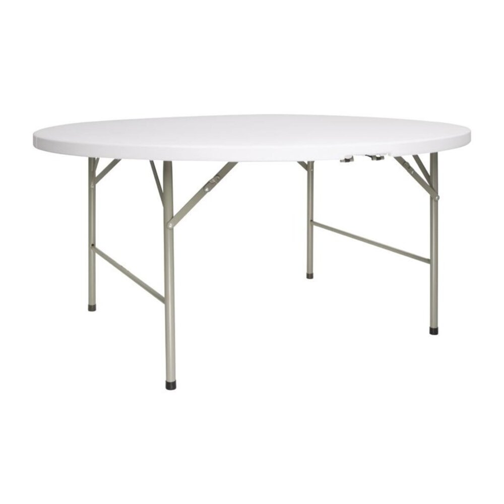 Bolero Inklapbare Buffettafel | Kunststof/staal | Wit Blad | Grijs Frame | In-/outdoor | ø1530x740(h)mm