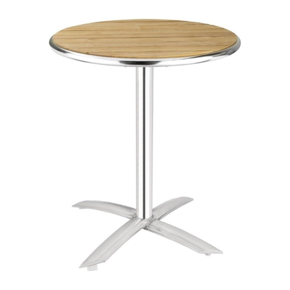 Bolero Inklapbare Tafel | Hout/aluminium | Essenhout Blad | Aluminium Frame | In-/outdoor | ø600x720(h)mm