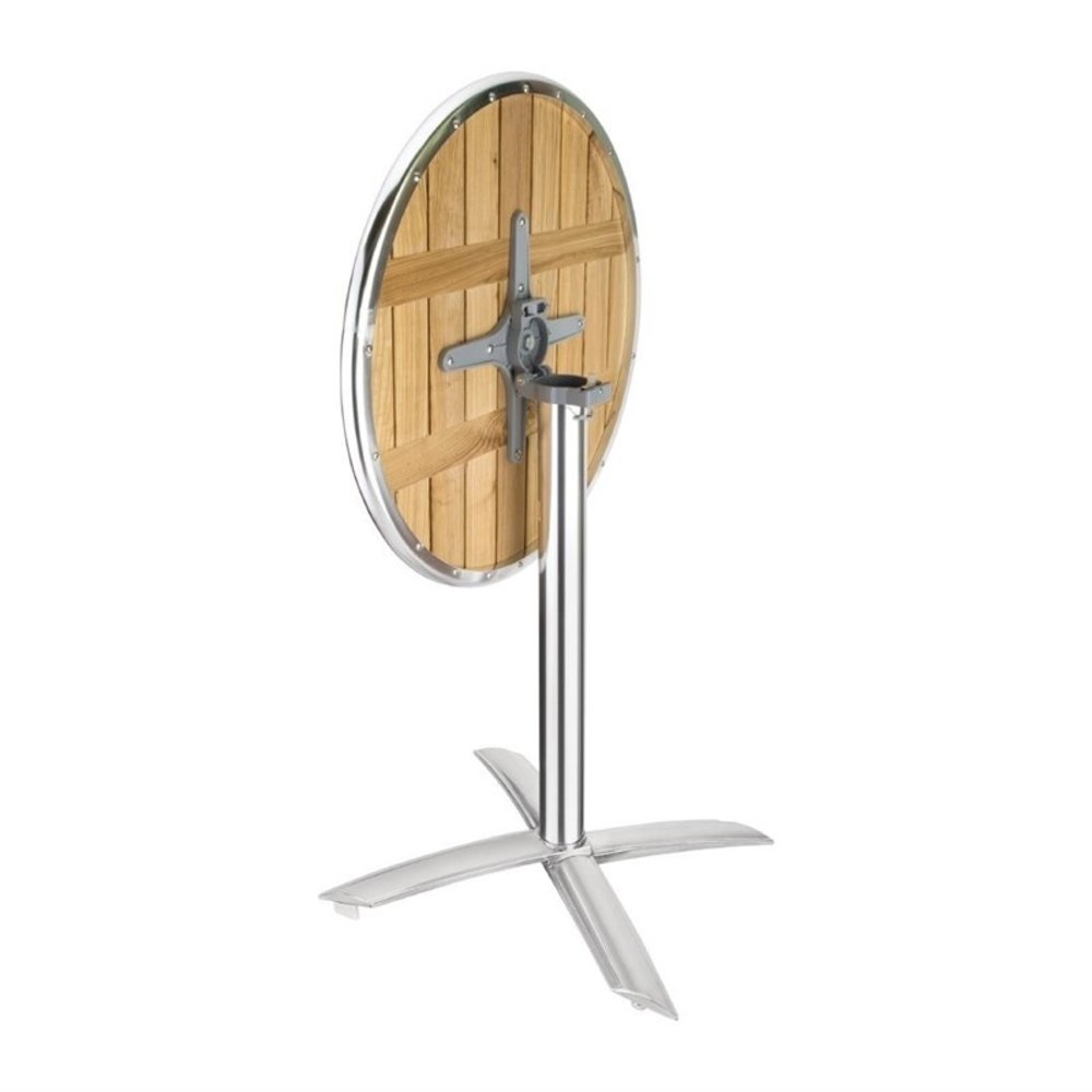 Bolero Inklapbare Tafel | Hout/aluminium | Essenhout Blad | Aluminium Frame | In-/outdoor | ø600x720(h)mm