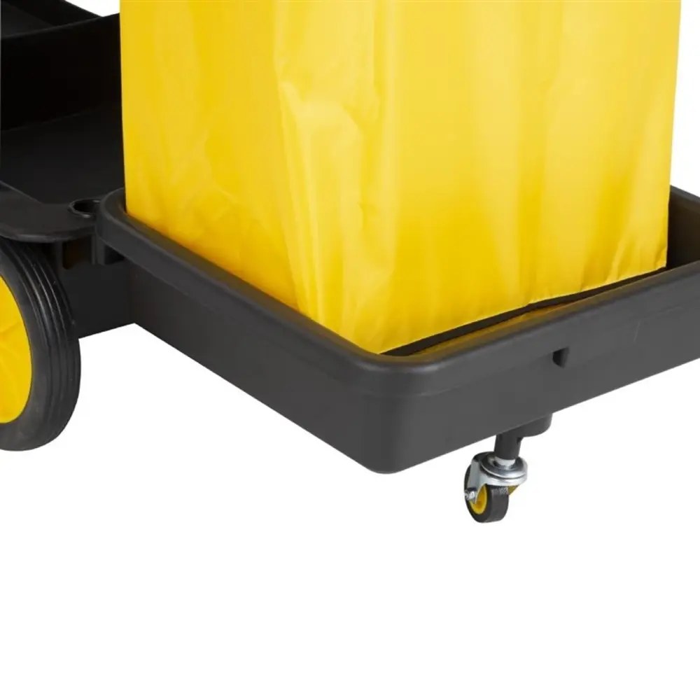 Jantex Schoonmaakwagen | Kunststof | Zwart/geel | Afsluitbare Kast | 1300x490x990(h)mm