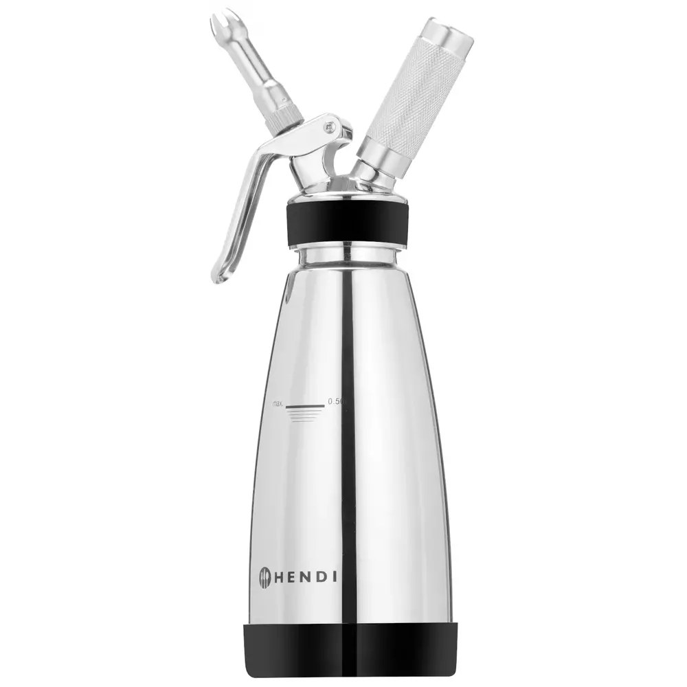 Hendi Slagroomapparaat | Thermo Whipper | Rvs | 0.5l | 3 Spuitmonden | Dubbelwandig | ø95x275(h)mm