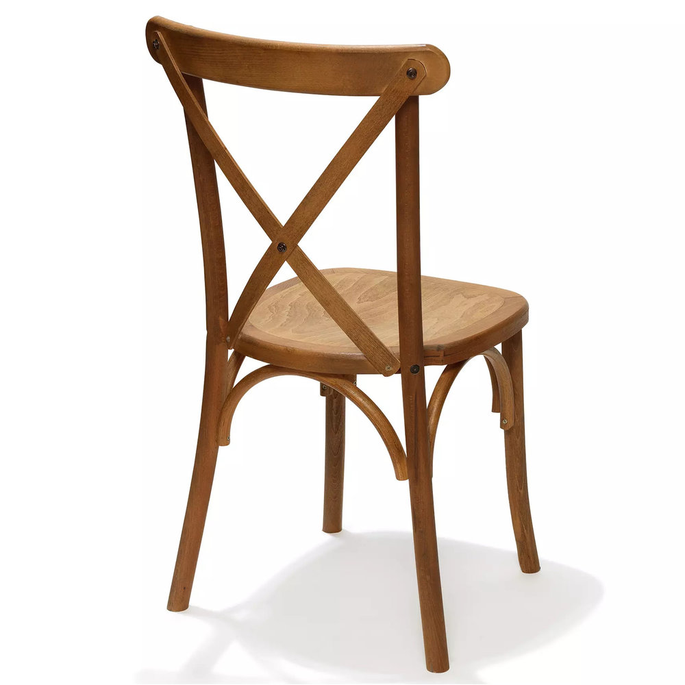 Veba Stoel Crossback | Lichtbruin | Massief Hout | Stapelbaar | 480x470x880(h)mm