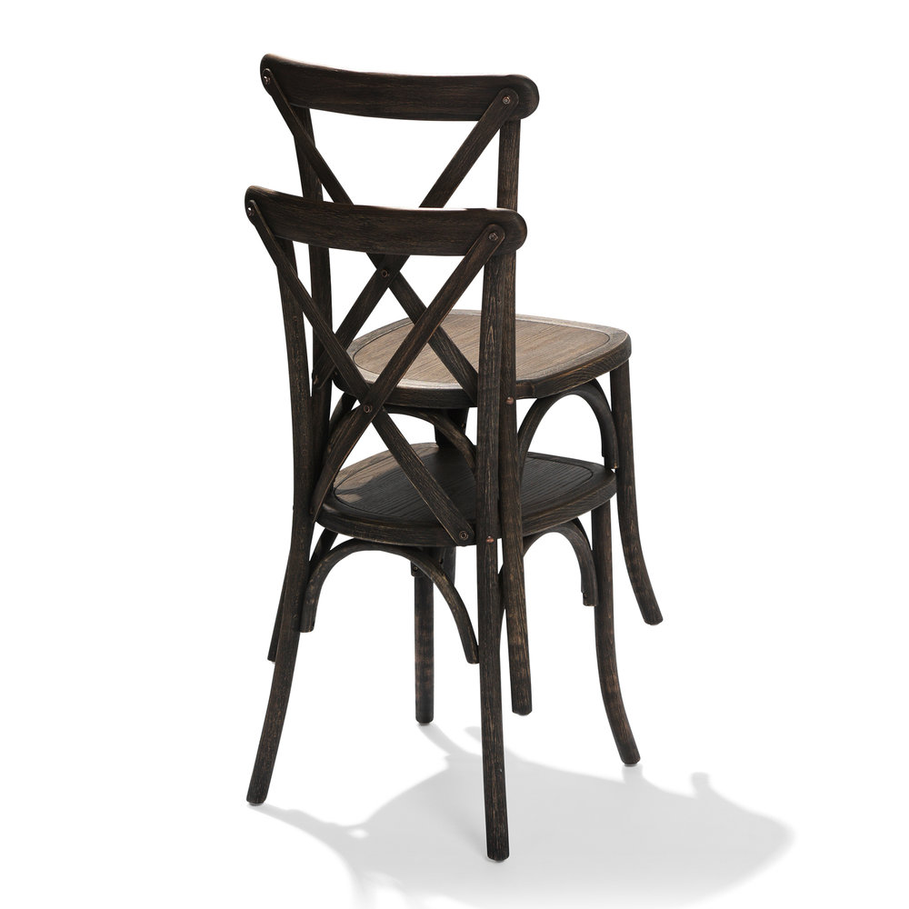 Veba Stoel Crossback | Lichtbruin | Massief Hout | Stapelbaar | 480x470x880(h)mm