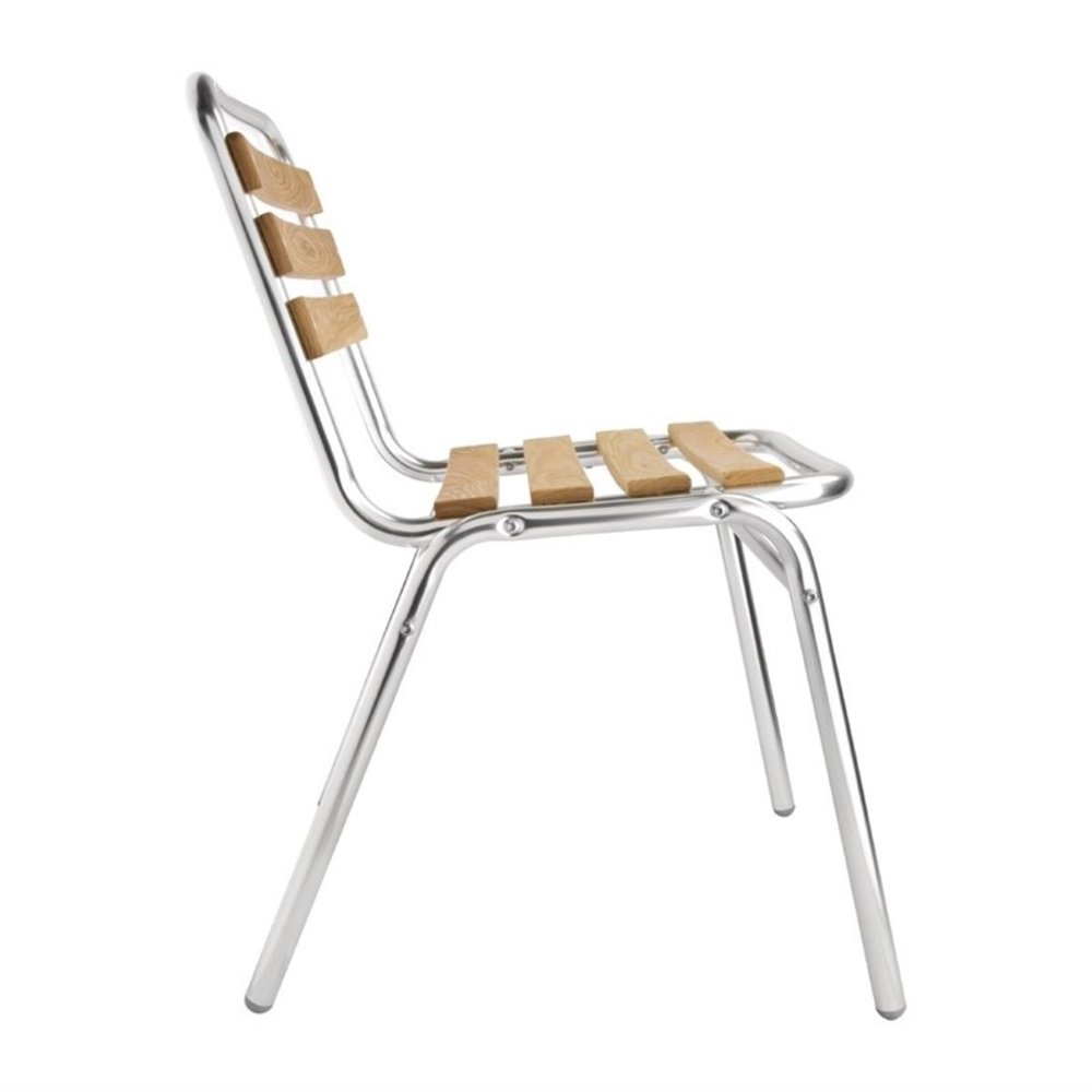 Bolero Stoelen | Hout/aluminium | Hout (essen) | Grijs Frame | In-/outdoor | Stapelbaar | 4 Stuks | 485x565x773(h)mm