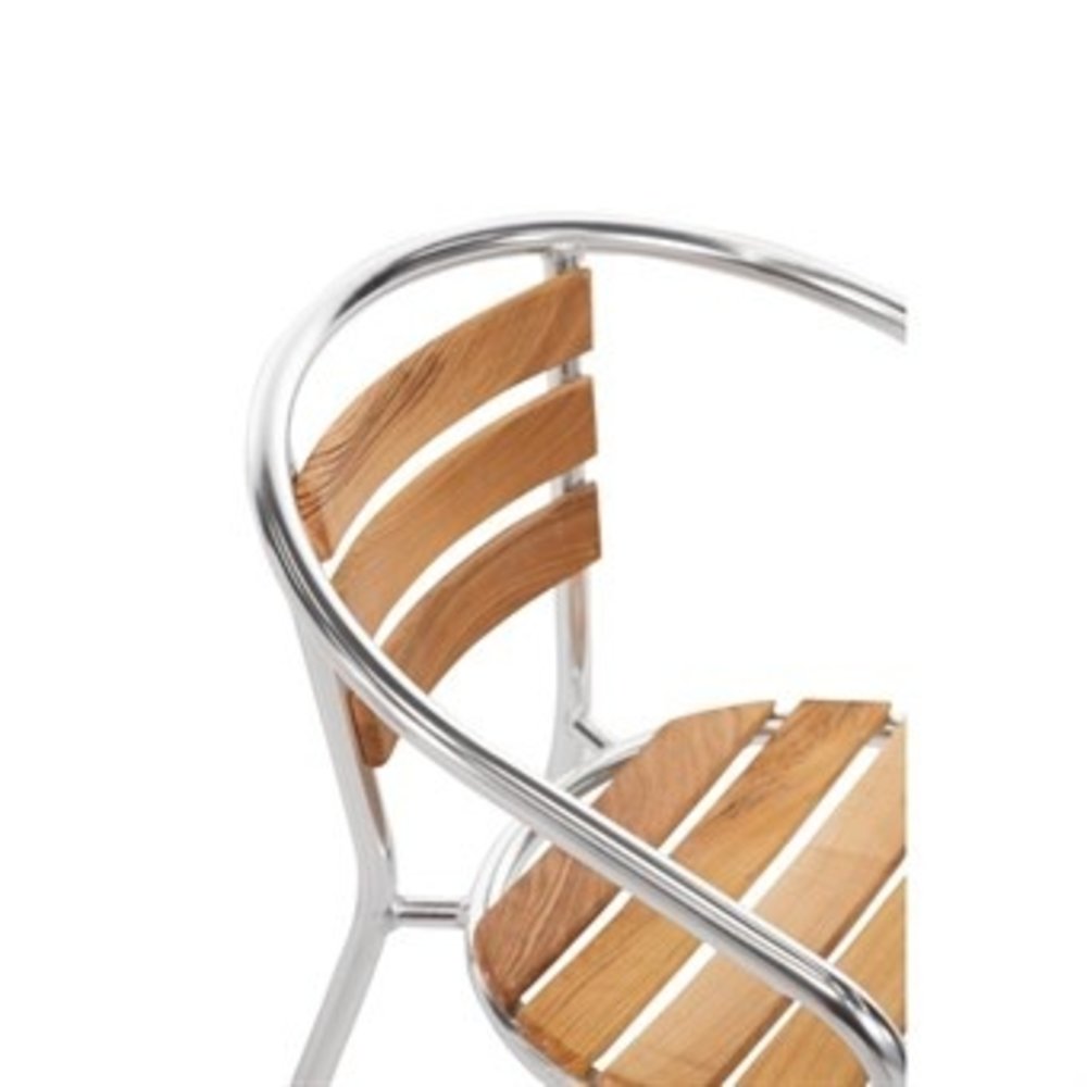 Bolero Stoelen | Hout/aluminium | Hout (essen) | Grijs Frame | In-/outdoor | Stapelbaar | 4 Stuks | 555x530x730(h)mm