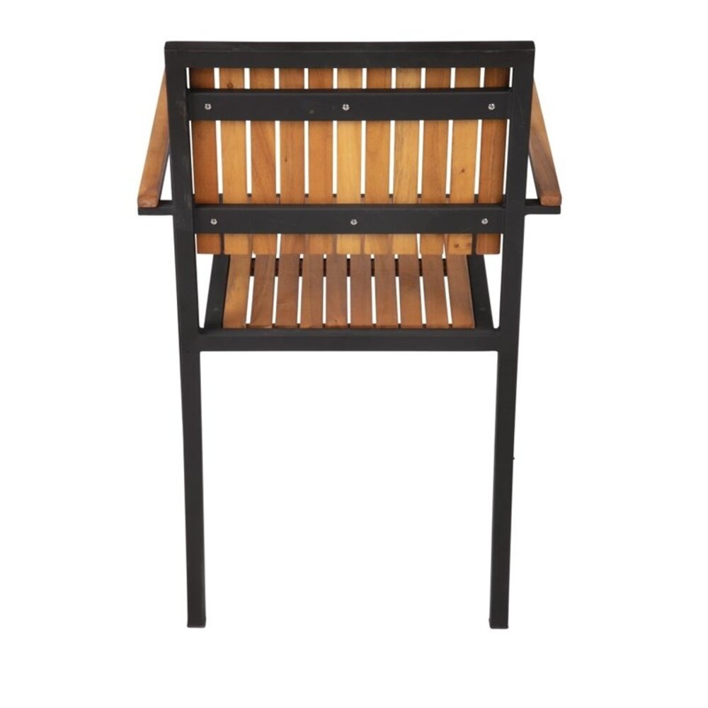 Bolero Stoelen | Hout/staal | Hout (acacia) | Zwart Frame | In-/outdoor | Stapelbaar | 4 Stuks | 550x530x860(h)mm