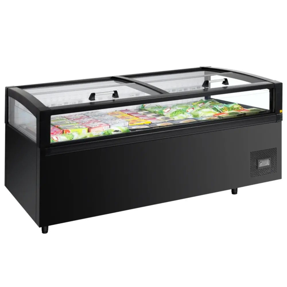 Tefcold Supermarkt Koel-/vrieskist | View | 995l | Grijs | +10°c/-22°c | Statisch | Schuifdeksels | 3-zijdig Glas | Temperatuuralarm | 1983x980x970(h)mm