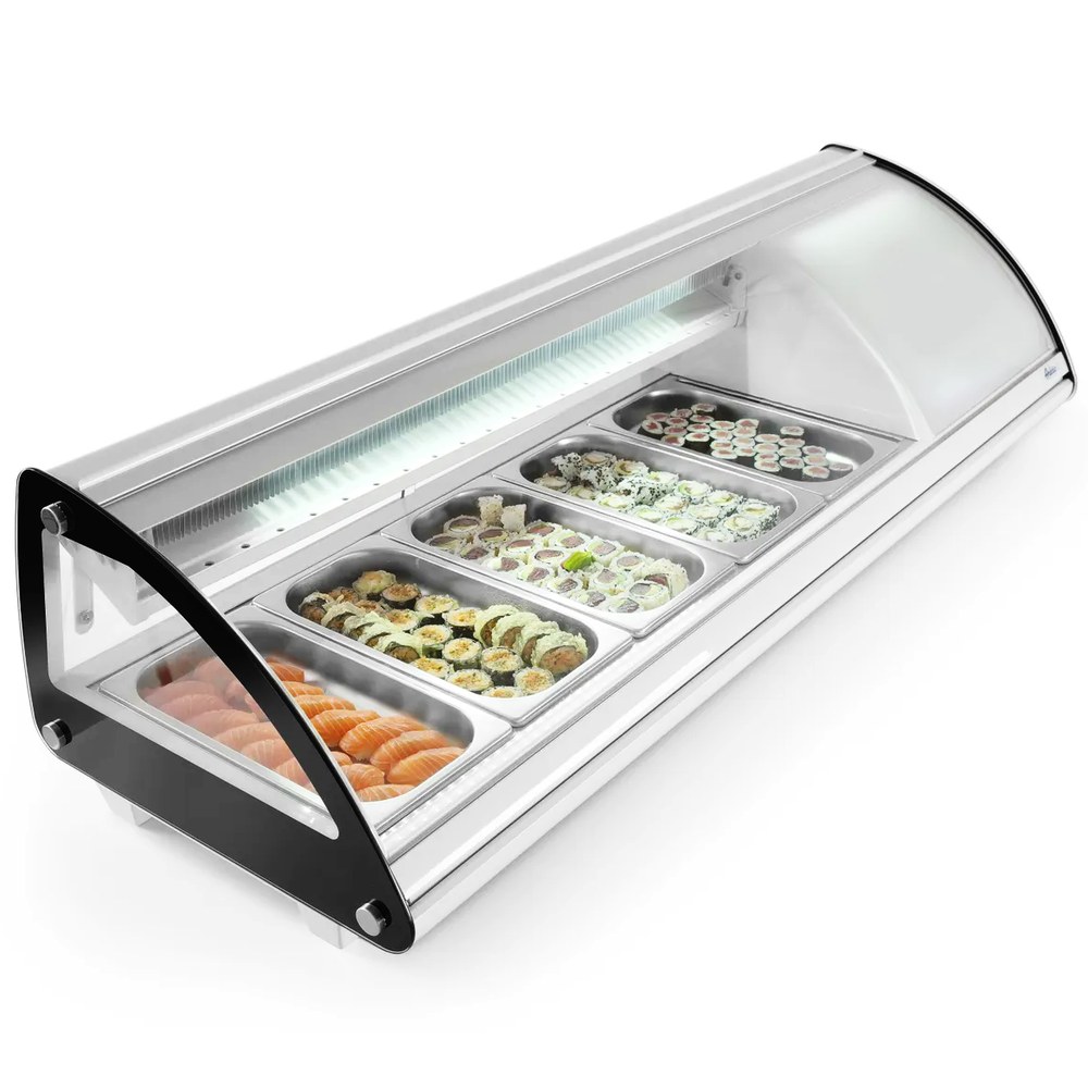 Arktic by Hendi Sushivitrine | Wit/zwart | 5x 1/3 GN | 0°c/+6°c | Statisch | Compressor Rechts | 1307x450x330(h)mm