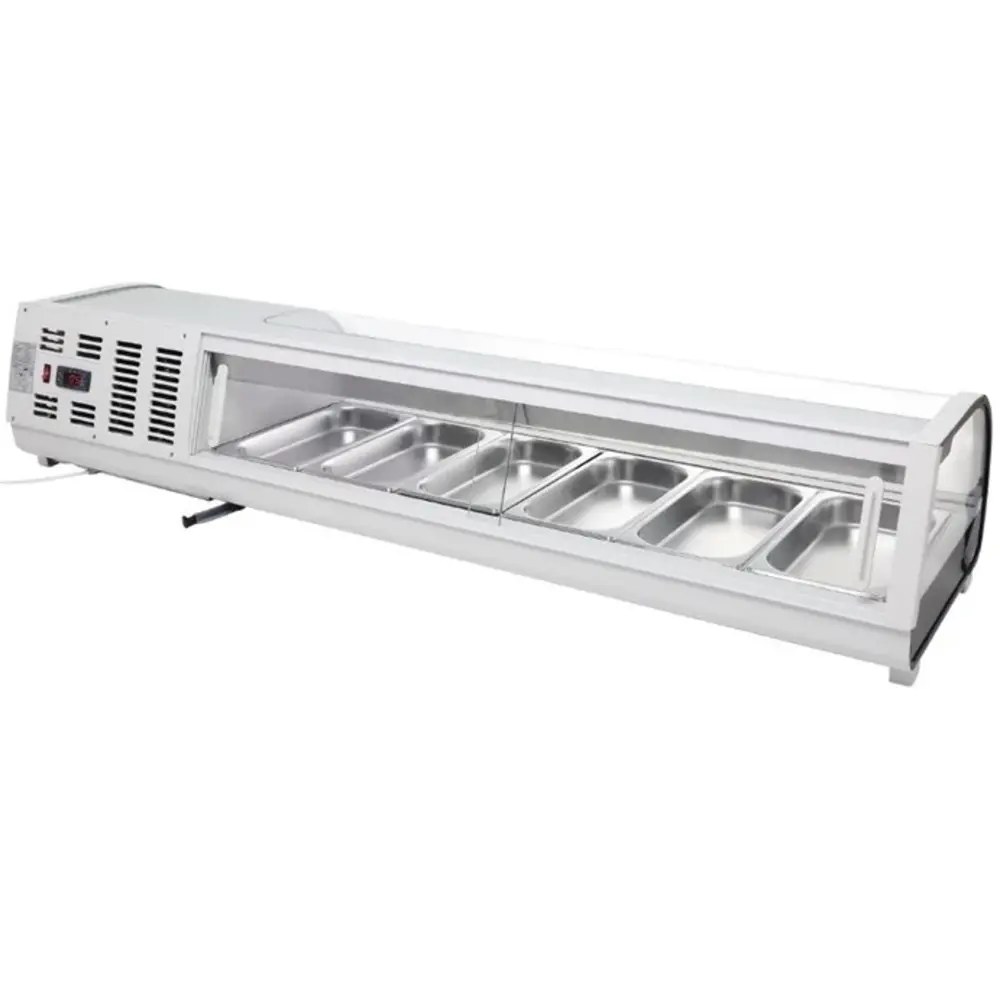 Polar Tapasvitrine | G-serie | Wit | 6x 1/3 GN | 0°c/+12°c | Statisch | 1 Niveau | 1529x420x292(h)mm