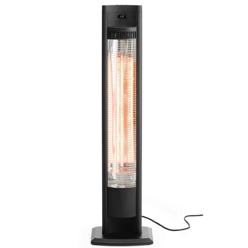 Hendi Terrasverwarmer | Tornado | Zwart | Elektrisch | 2kw (230v) | Afstandsbediening | Waterdicht | 150x262x1109(h)mm