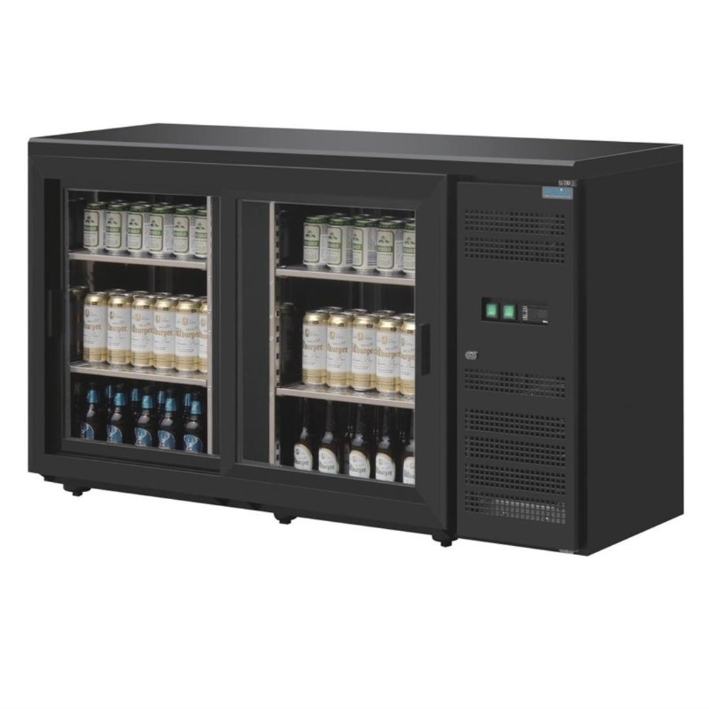 Polar Barkoelkast | U-serie | 350l | Zwart | +2°c/+8°c | Geforceerd | Draaideuren | 1462x513x860(h)mm
