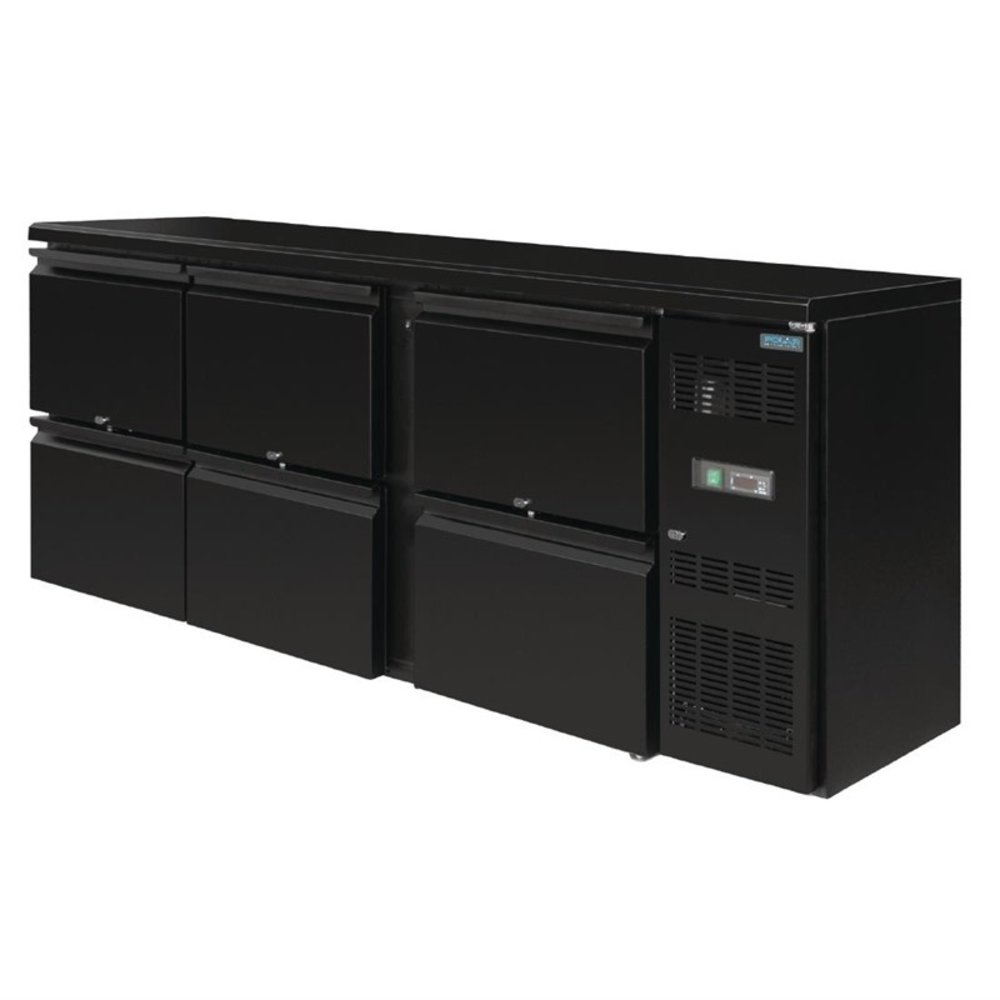 Polar Barkoelkast | U-serie | 536l | Zwart | 0°c/+10°c | Geforceerd | 6 Laden | 2002x513x860(h)mm