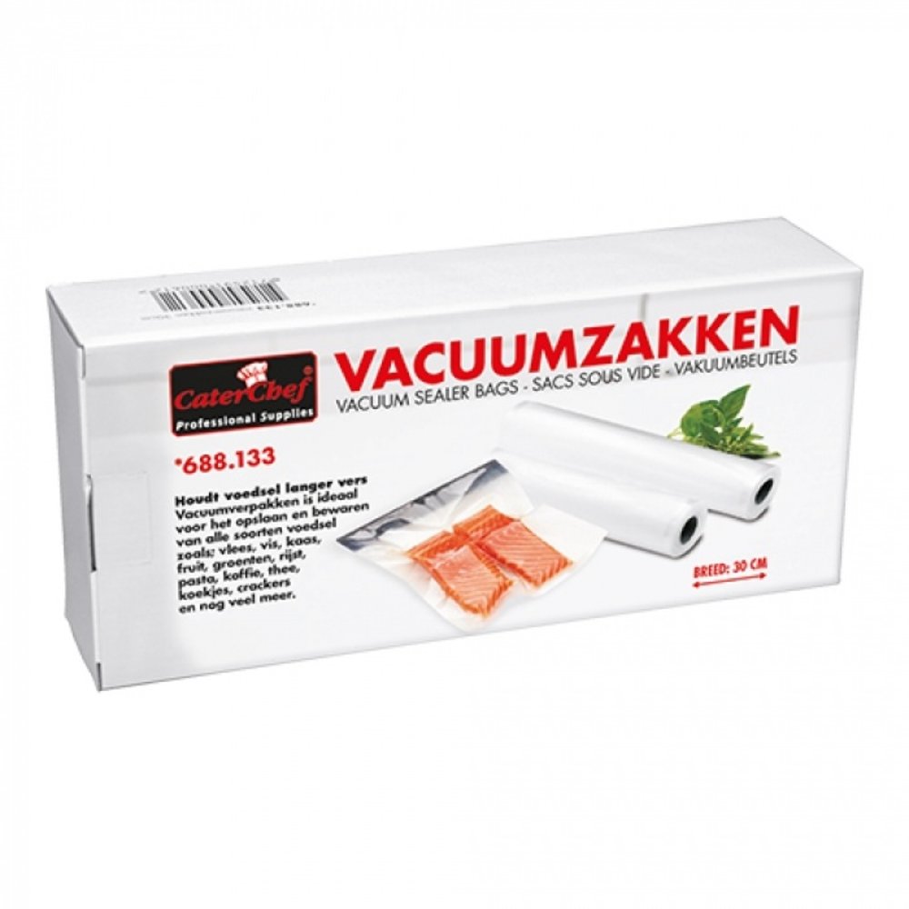 Caterchef Vacuumzakken Set a 2 Rollen | 6 Meter Lengte Per Rol | 30(b)cm
