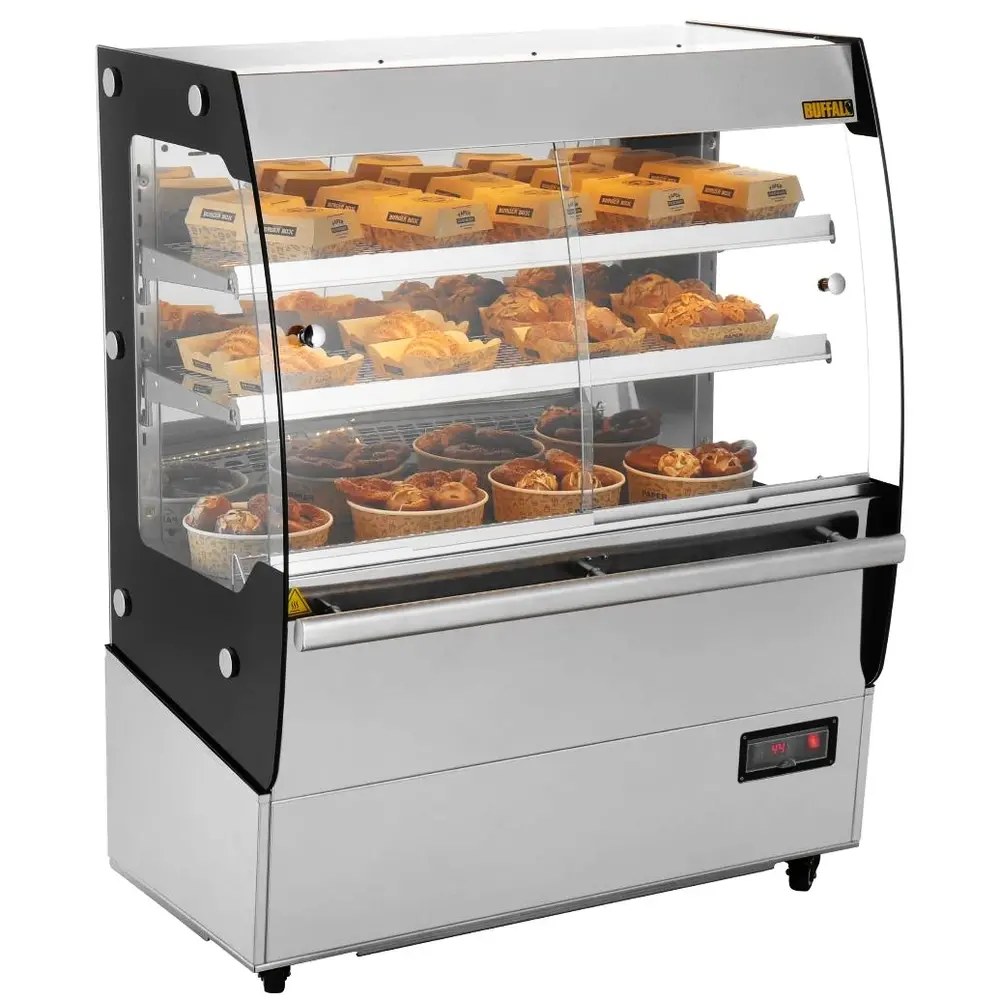 Buffalo Verwarmd Wandmeubel | Rvs/zwart | 30°c/80°c | Geventileerd | 3 Niveaus | Zelfbediening | 2kw (230v) | 1000x592x1253(h)mm
