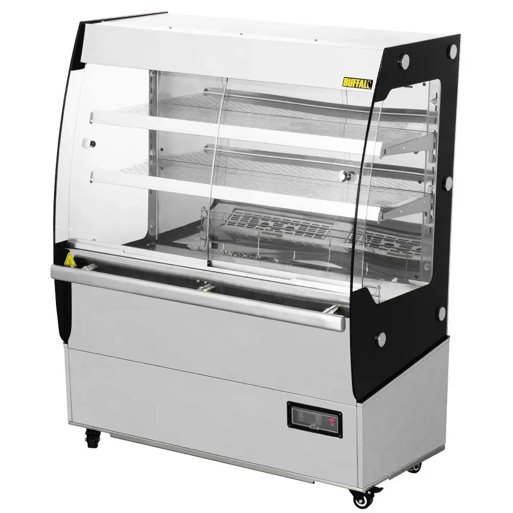 Buffalo Verwarmd Wandmeubel | Rvs/zwart | 30°c/80°c | Geventileerd | 3 Niveaus | Zelfbediening | 2kw (230v) | 1000x592x1253(h)mm