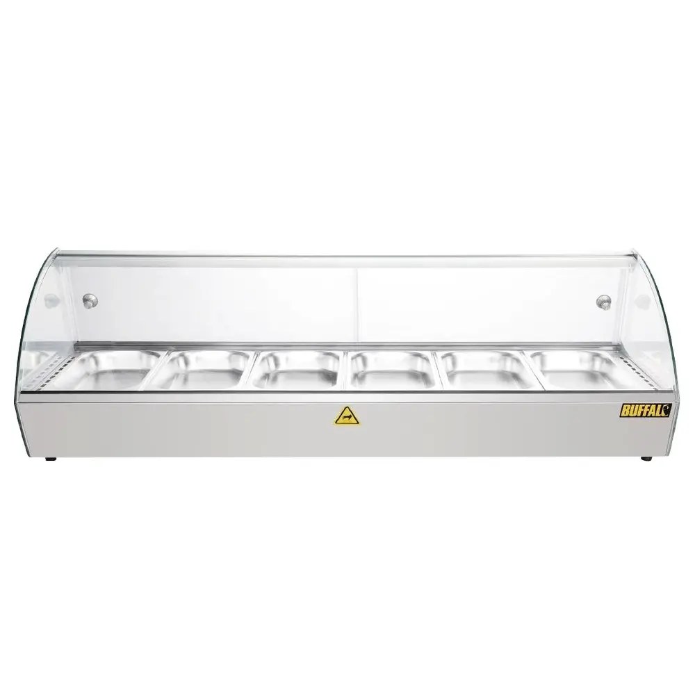 Buffalo Verwarmde Tapasvitrine | Rvs | 6x 1/3 GN | 30°c/90°c | Statisch | 1 Niveau | 0.8kw (230v) | 1127x420x336(h)mm