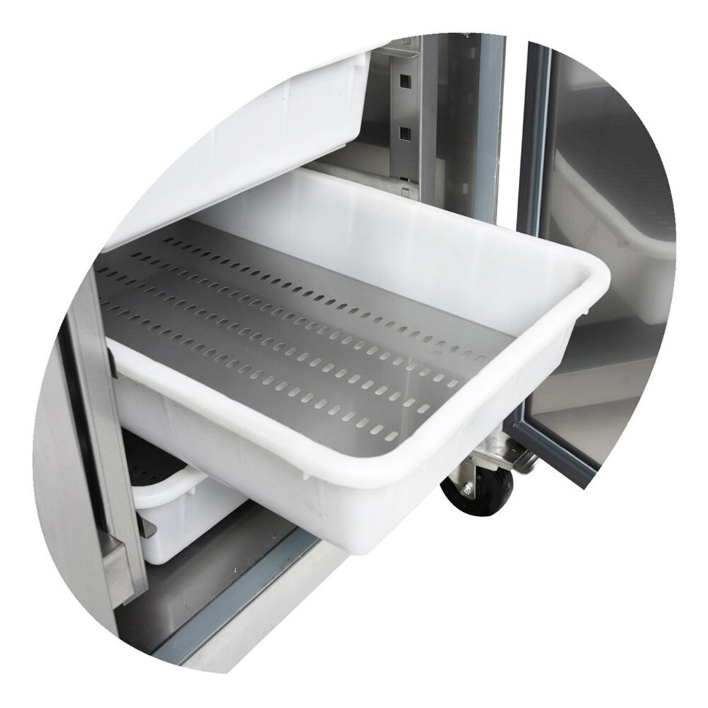 Tefcold Viskoelkast | 560l | Rvs | -6°c/+8°c | Statisch | Incl. 7 Visbakken | Wielen (geremd) | 680x810x2010(h)mm