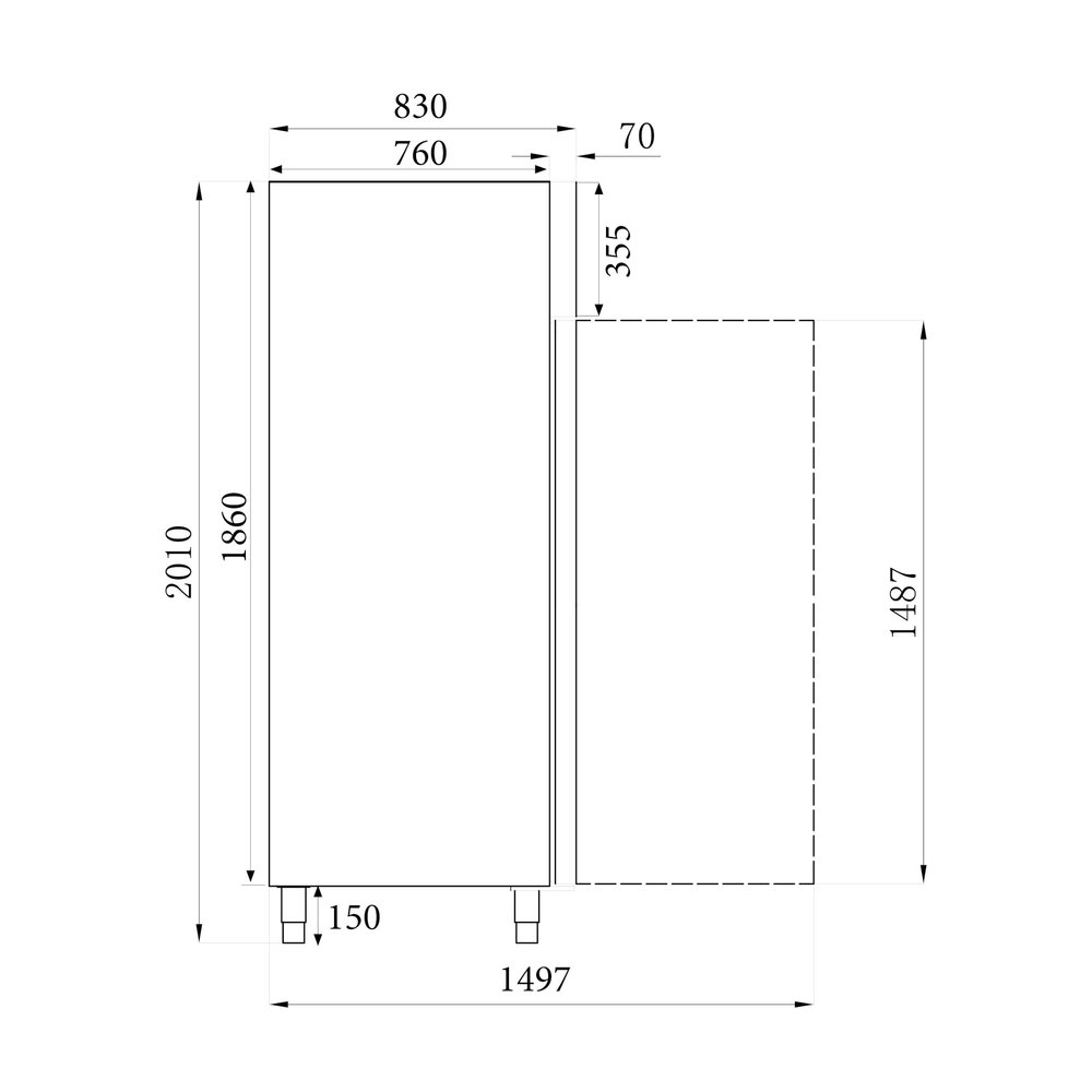 Combisteel Vrieskast | 650l (2/1 Gn) | Rvs | -18°c/-22°c | Geforceerd | 0.75kw | 740x830x2010(h)mm
