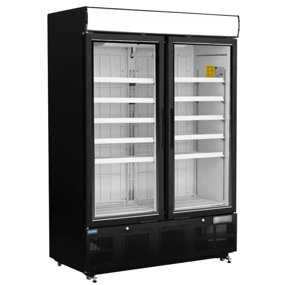 Polar Vrieskast | G-serie | 920l | Zwart | -18°c/-22°c | Statisch + Ventilator | Draaideuren | Wielen | 1370x720x2022(h)mm