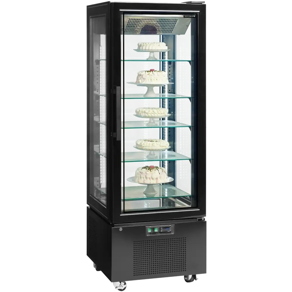 Tefcold Vriesvitrine | Upd | 364l | Zwart | -18°c/-22°c | Geforceerd | 6 Niveaus | Wielen (geremd) | 650x650x1950(h)mm