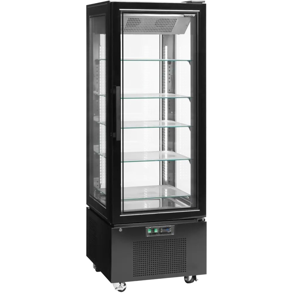 Tefcold Vriesvitrine | Upd | 364l | Zwart | -18°c/-22°c | Geforceerd | 6 Niveaus | Wielen (geremd) | 650x650x1950(h)mm