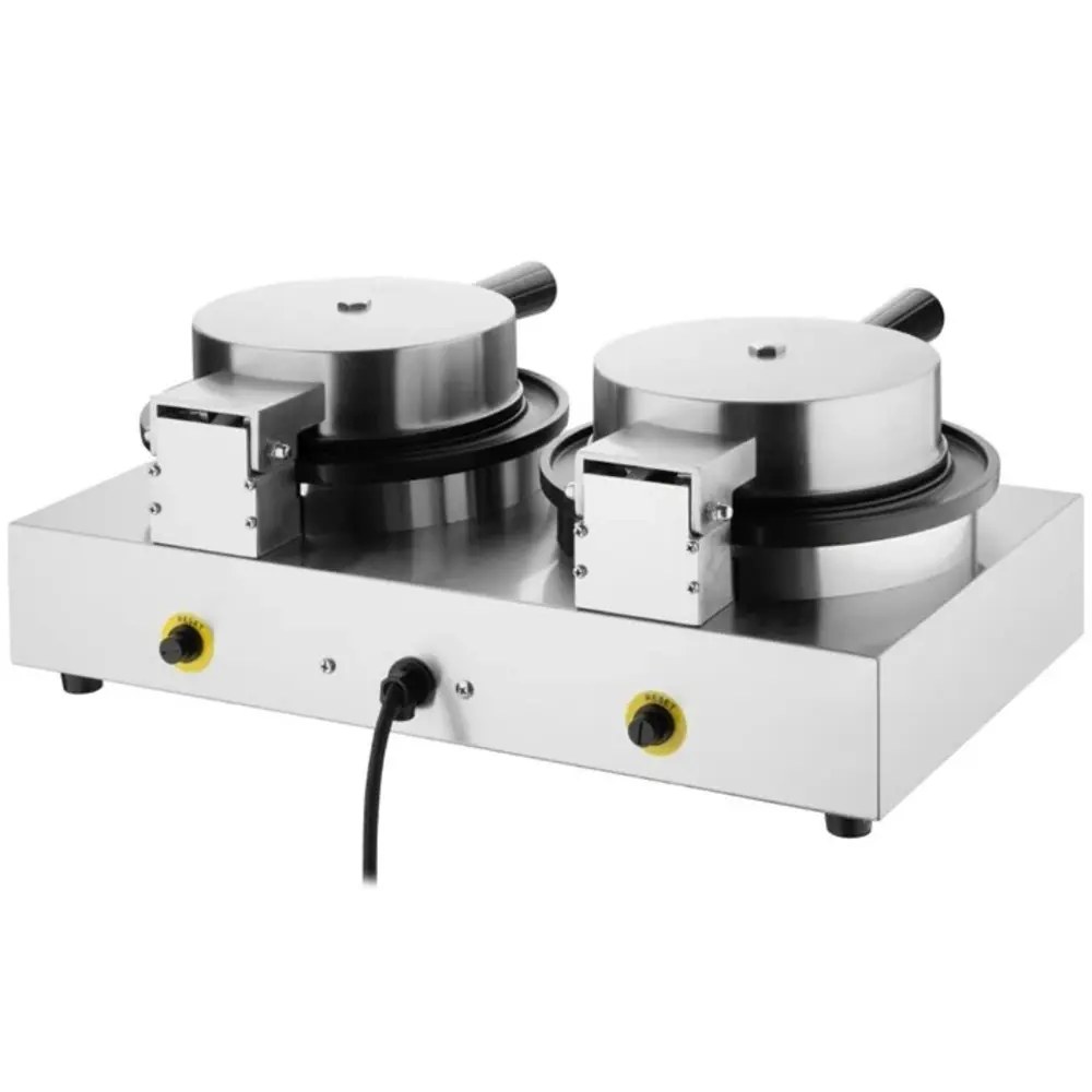 Buffalo Wafelijzer | Dubbel | Belgische Wafels (ø180mm) | 50°c/250°c | 2kw (230v) | Timer | 500x290x198(h)mm