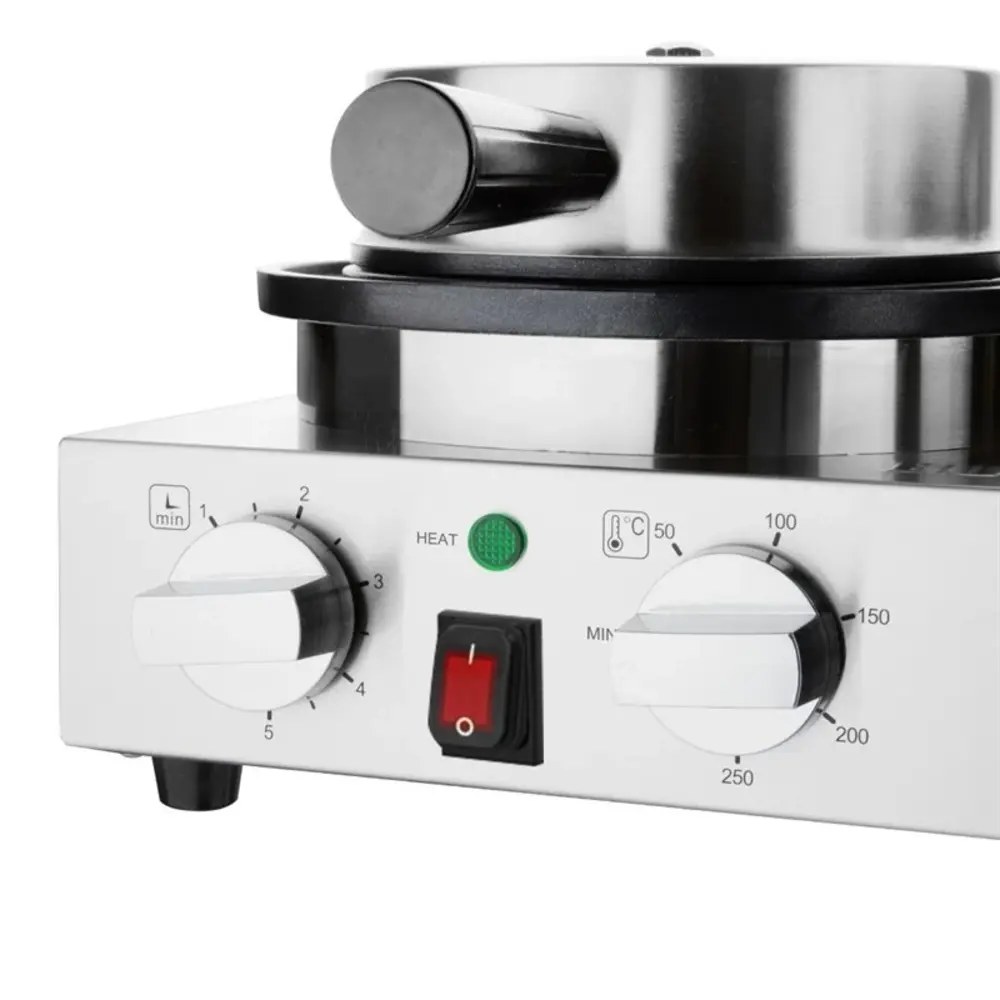 Buffalo Wafelijzer | Dubbel | Belgische Wafels (ø180mm) | 50°c/250°c | 2kw (230v) | Timer | 500x290x198(h)mm