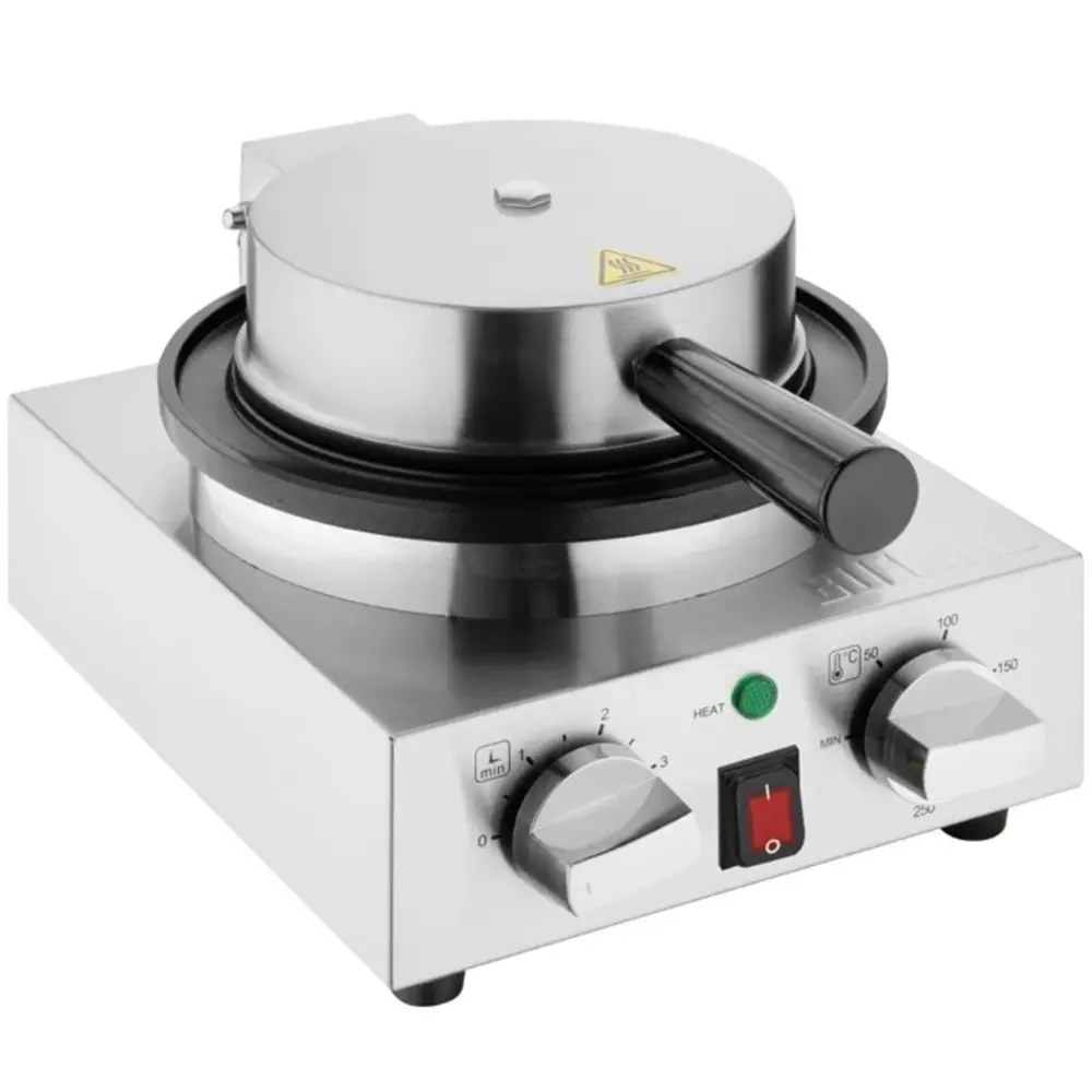 Buffalo Wafelijzer | Enkel | Belgische Wafels (ø180mm) | 50°c/250°c | 1kw (230v) | Timer | 240x290x198(h)mm
