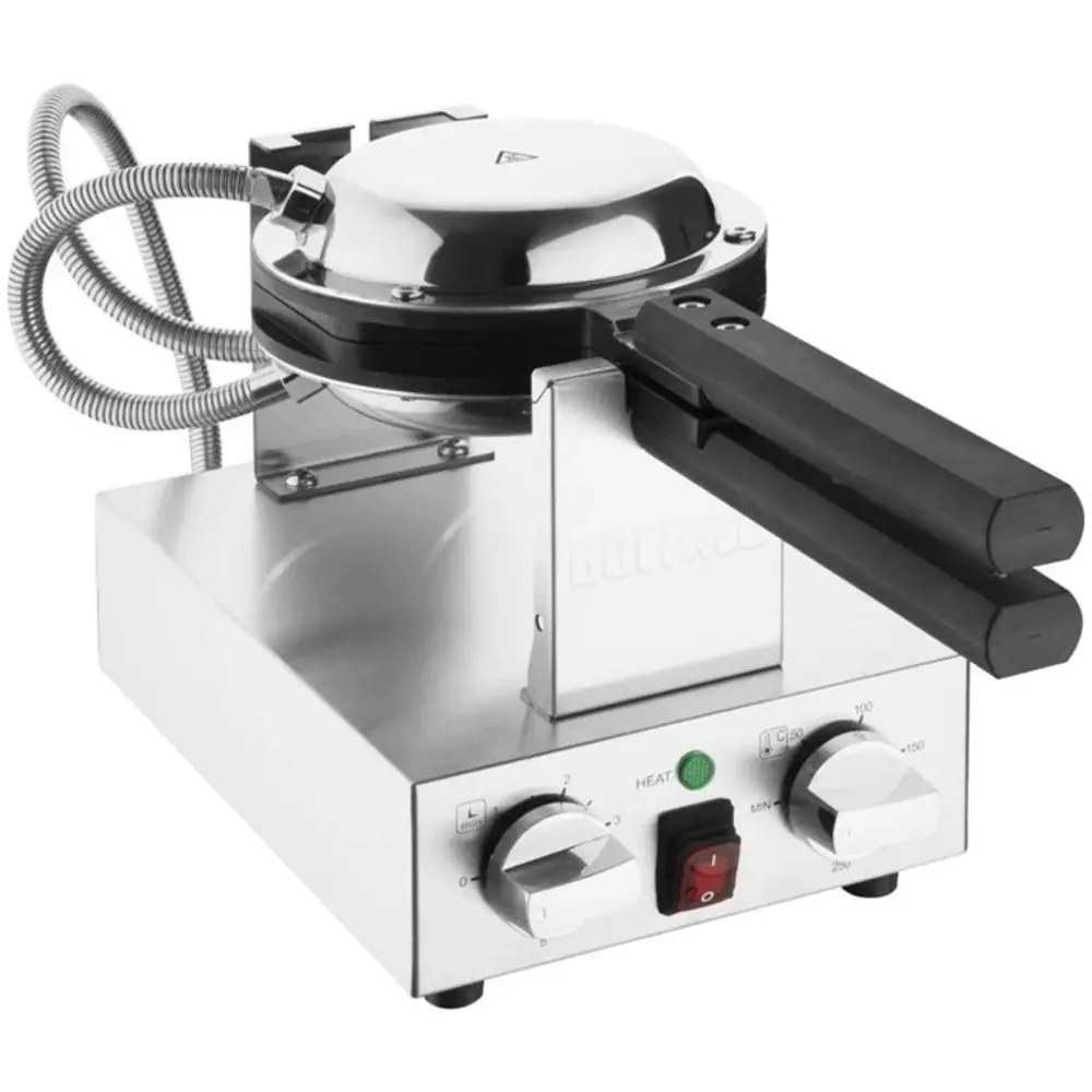 Buffalo Wafelijzer | Enkel | Bubble Wafels | 50°c/250°c | 1.4kw (230v) | Draaibaar | Timer | 275x540x225(h)mm