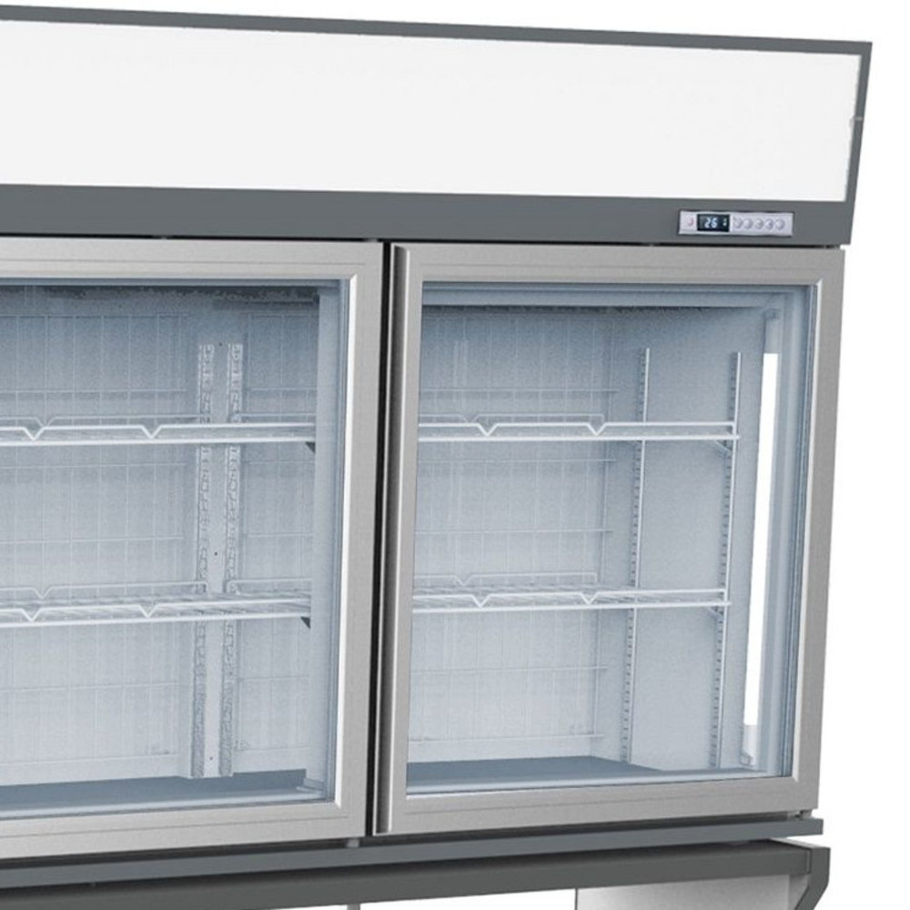 Combisteel Wandcombinatie (koel/vries) | Wit | 0°c/+10°c | -18°c | Geforceerd | 3 Schappen | 1.27kw | Schuifdeksels + Glasdeuren | 2104x890x2110(h)mm