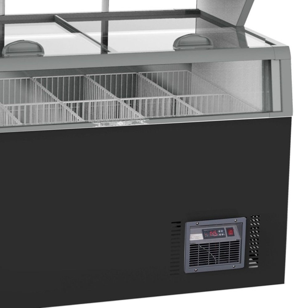 Combisteel Wandcombinatie (koel/vries) | Zwart | 0°c/+10°c | -18°c | Geforceerd | 3 Schappen | 0.91kw | Schuifdeksels + Glasdeuren | 1454x890x2110(h)mm