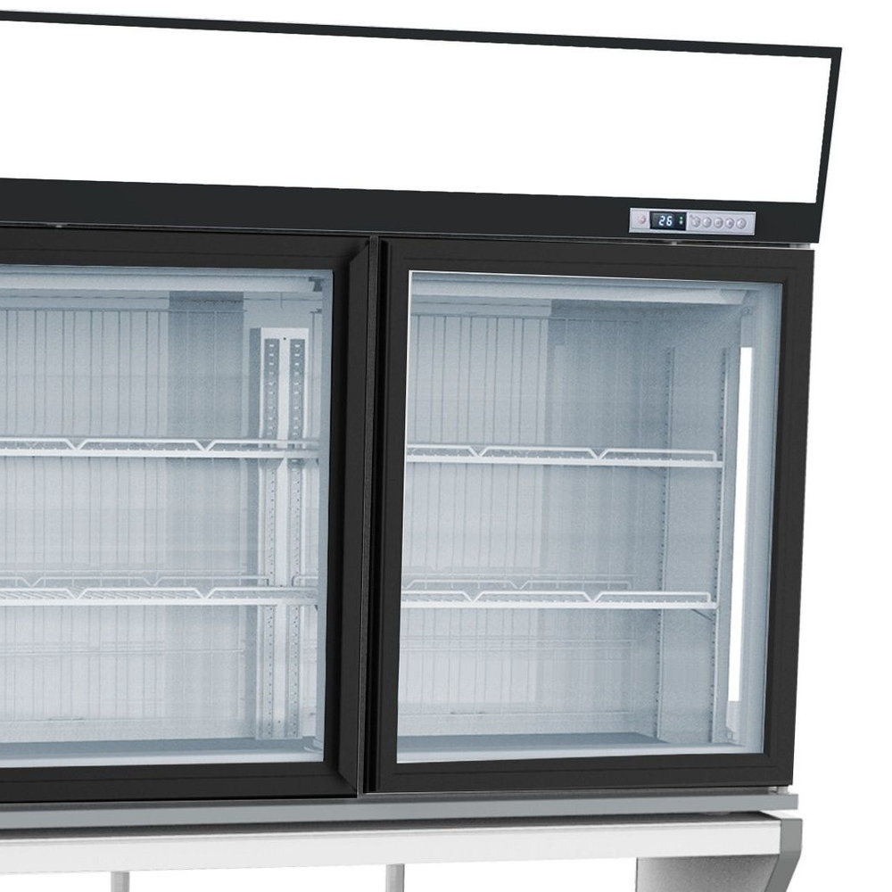 Combisteel Wandcombinatie (koel/vries) | Zwart | 0°c/+10°c | -18°c | Geforceerd | 3 Schappen | 0.91kw | Schuifdeksels + Glasdeuren | 1454x890x2110(h)mm