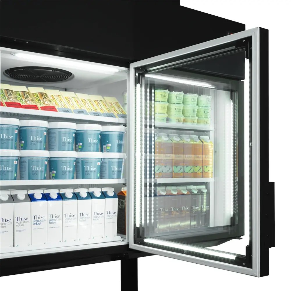 Tefcold Wandkoeling/-vriezer + Standaard | Serie Mtf | Zwart | -18°c/-24°c & -1°c/+8°c | Geforceerd | Draaideuren | 2500x745x2430(h)mm