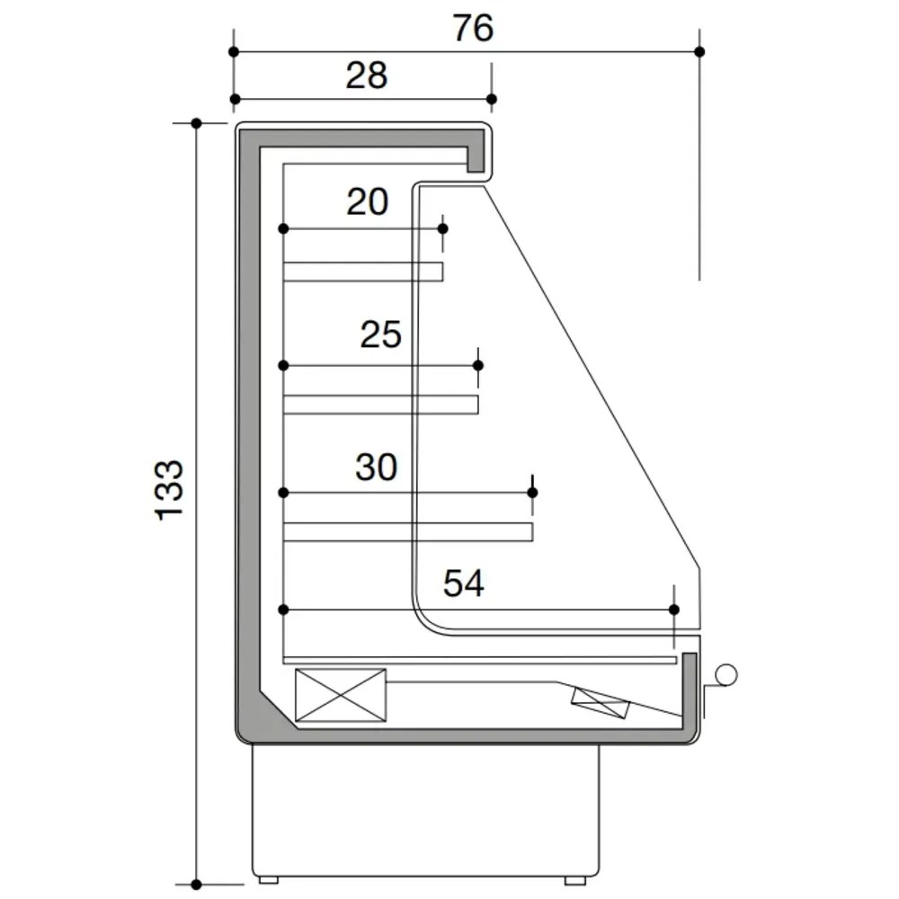 Mastro Wandkoeling | Zwart | +2°c/+4°c | Statisch + Ventilator | Open | 1500x760x1330(h)mm