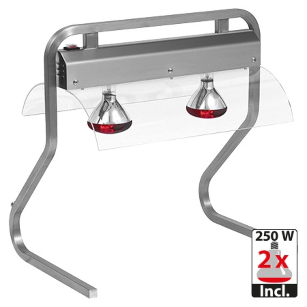 Caterchef Warmhoudbrug Rvs | 2/1 GN | 2 Infrarode Lampen | 230v | 680x530x720(h)mm