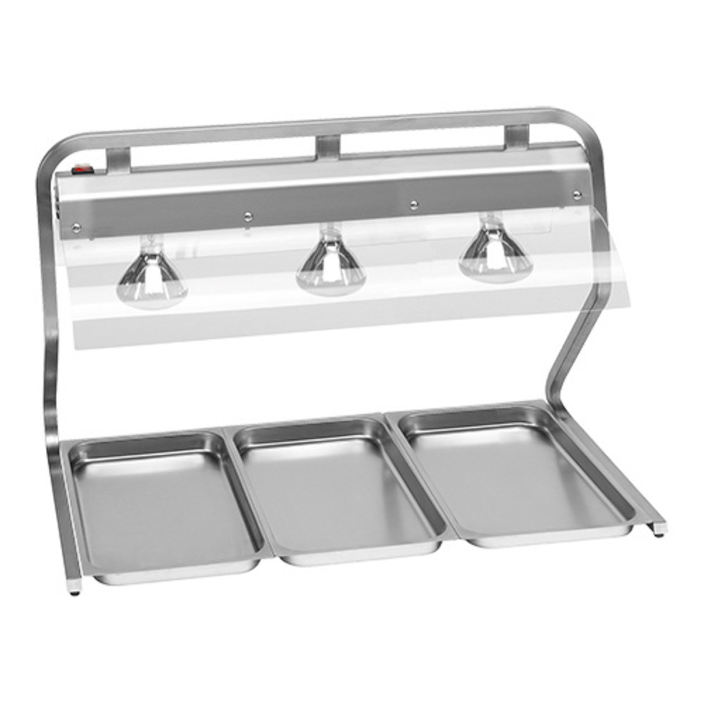 Caterchef Warmhoudbrug Rvs | 3/1 GN | 3 Infrarode Lampen | 230v | 1030x530x720(h)mm