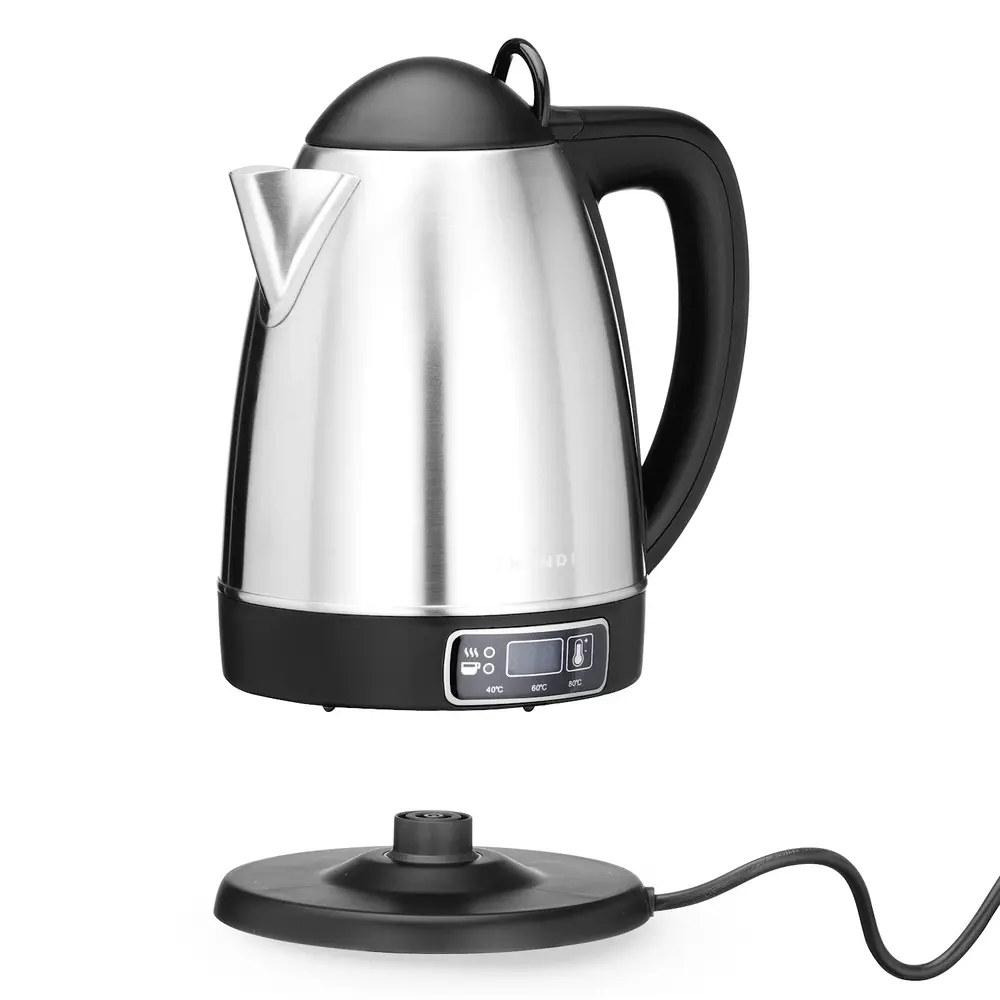 Hendi Waterkoker | Rvs/zwart | 1.8l | 40°c/100°c | Afneembare Kan | Touchbediening | 1.8kw (230v) | 230x165x255(h)mm