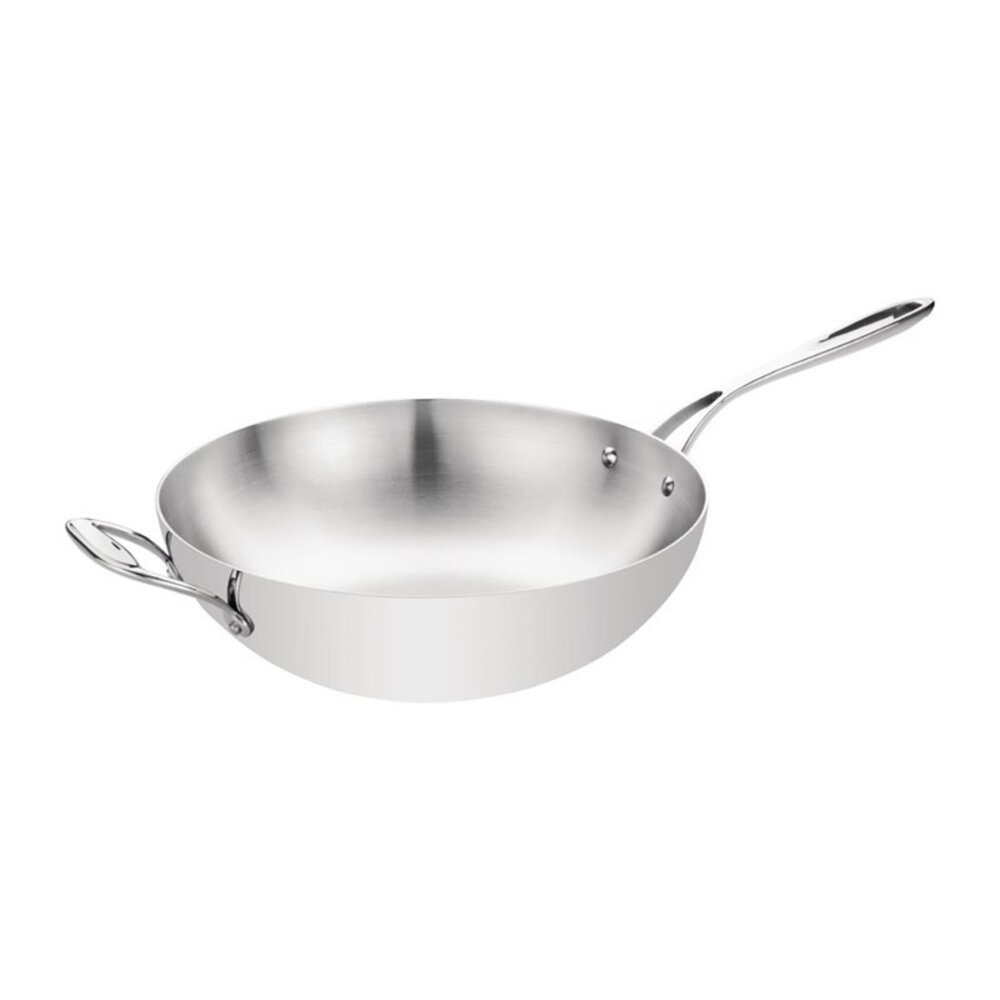 Vogue Wokpan | Triwall | Rvs/aluminium | Div. Warmtebronnen | Platte Bodem | ø310mm