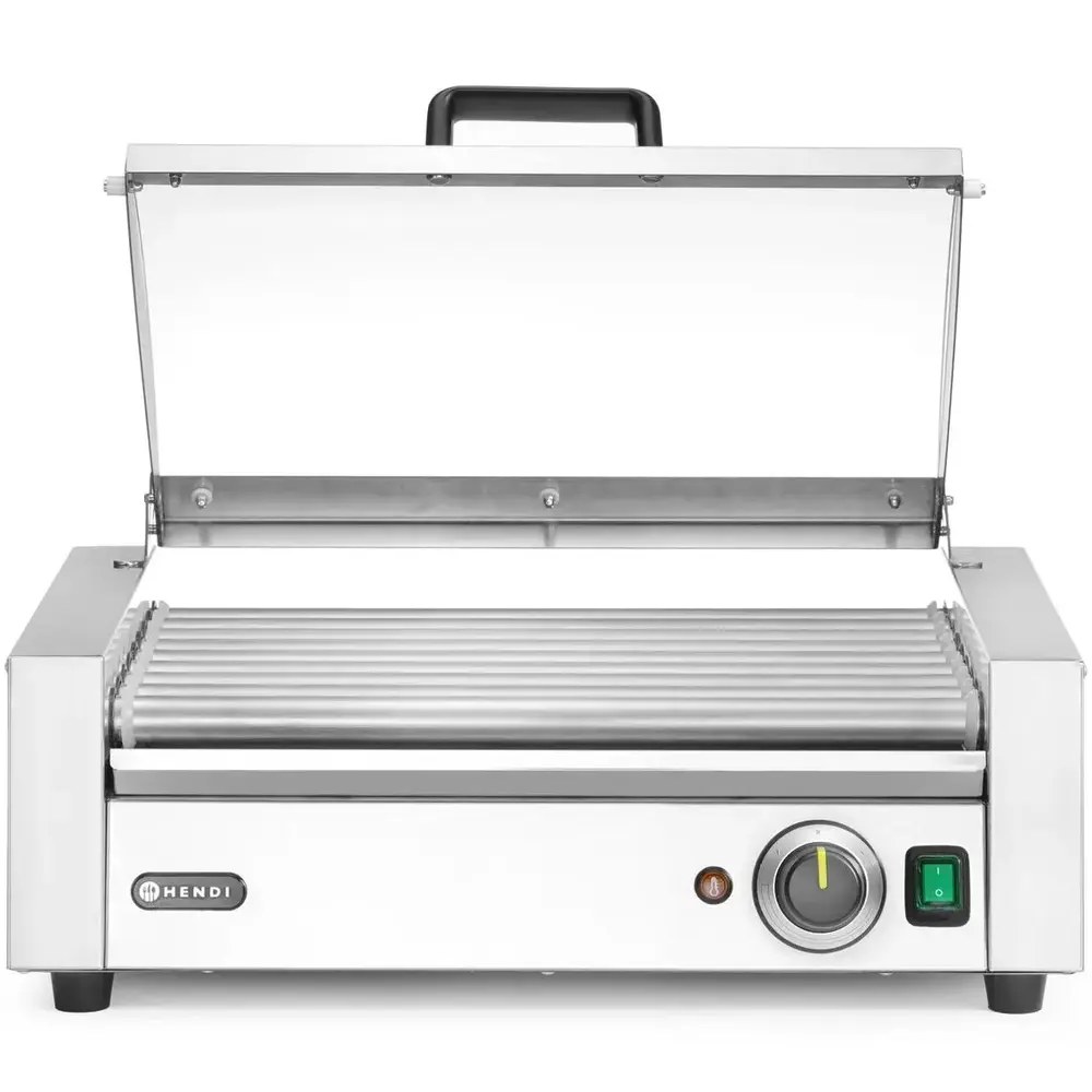 Hendi Worstengrill | 1 Zone (9 Rollen) | ≤ 230°c | 0.79kw (230v) | Incl. Deksel | 566x450x259(h)mm