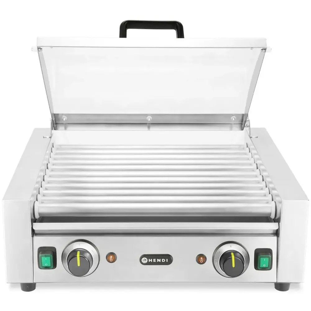 Hendi Worstengrill | 2 Zones (11 Rollen) | ≤ 230°c | 0.98kw (230v) | Incl. Deksel | 566x527x259(h)mm