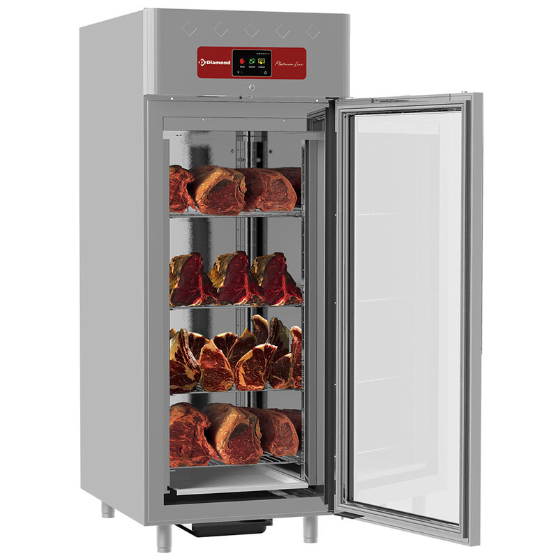 Rijpingskast Dry Aging Voor Vlees 850 Liter Geventileerd, 1 Glazen Deur 20x GN 2/1