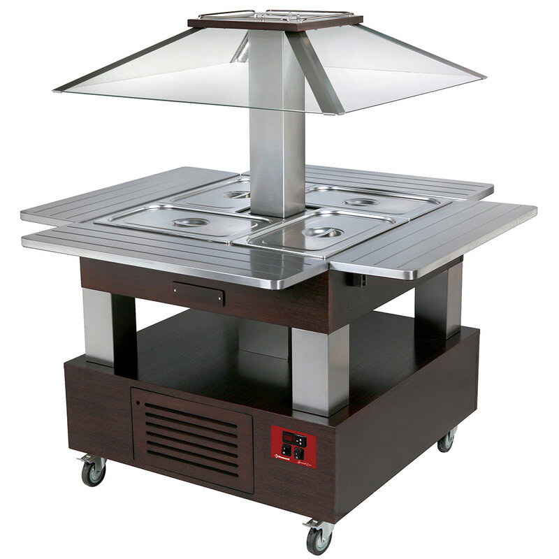 Eiland Bain-marie Warm Buffet  4x GN 1/1-150 (wengé Hout)
