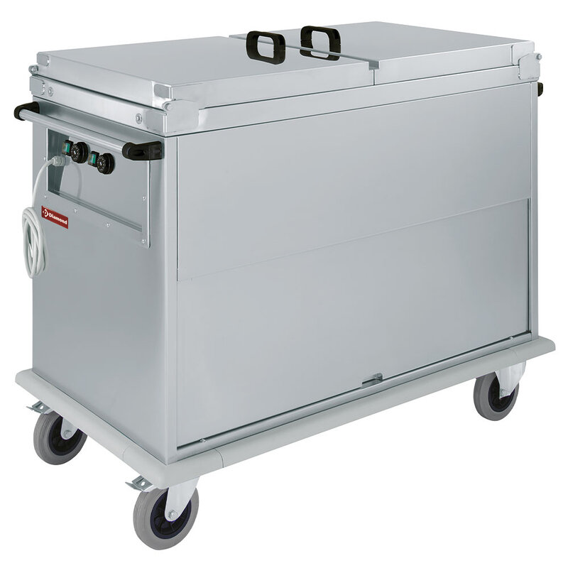 Bain-marie-wagen 2x GN 1/1, 2 T°, Deksels, Kast Met Draaideur