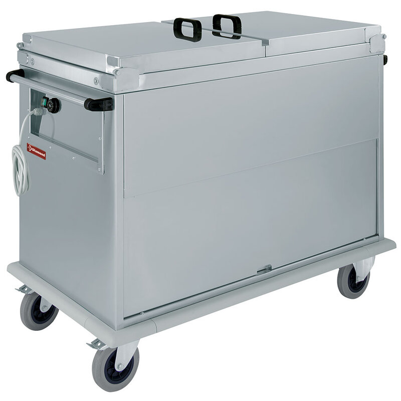 Bain-marie-wagen 3x GN 1/1, 1 T°, Met Deksels, Kast Met Draaideur
