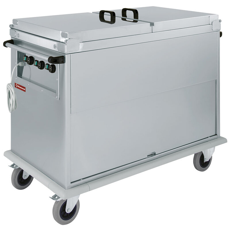 Bain-marie-wagen 3x GN 1/1, 3 T°, Deksels, Kast Met Draaideur