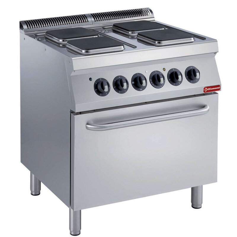 Elektrisch Fornuis 4 Vierkante Platen, Elektrische Oven GN 2/1
